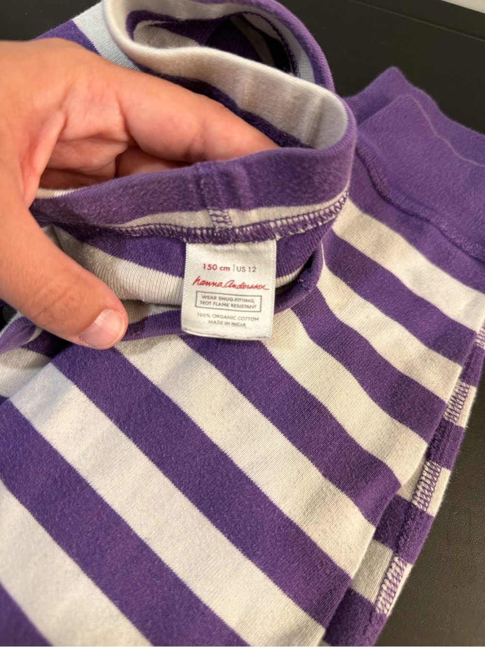 Hanna Andersson Purple and White Striped Pajama Set - Picture 4 of 8